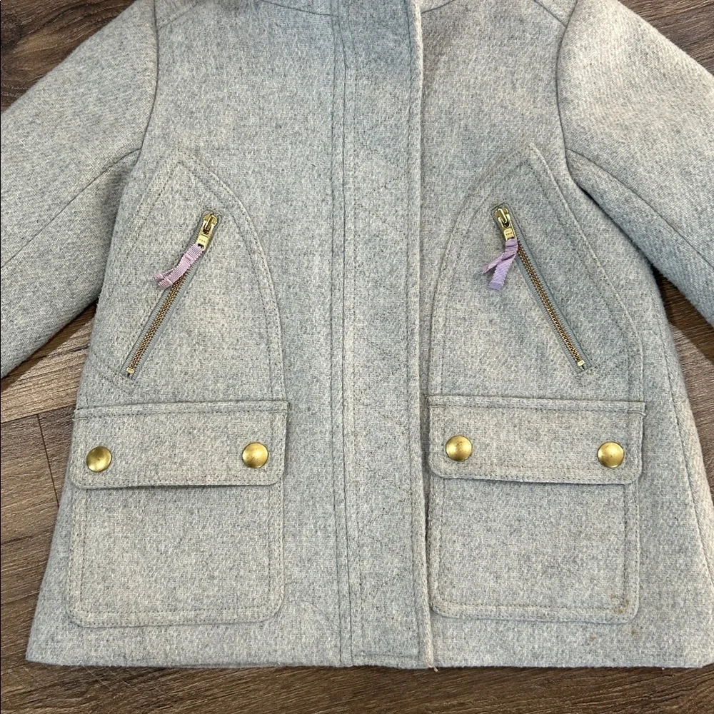 Crewcuts by J Crew Chateau Parka Jacket. Zip and button gray/cream/lavender sz 2